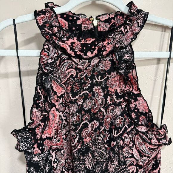 MICHAEL Michael Kors Medium Paisley Halter Midi Dress Black Ruffles Womens NWT - Picture 3 of 8